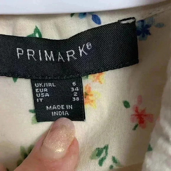 Primark 100% cotton sleeveless summer casual shirt  White w Floral - Picture 4 of 4